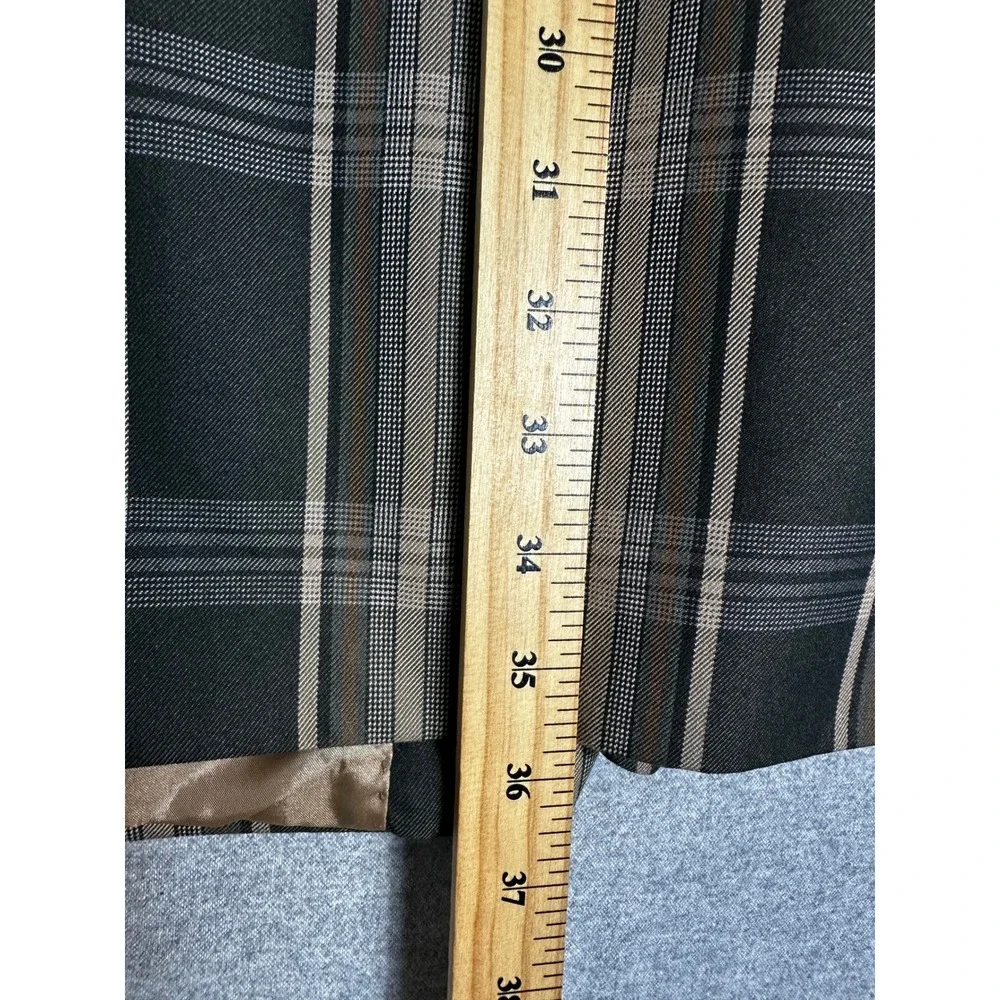 NEW Stacy Adams Blazer Mens 46L Black Tan Plaid Super 100s Long Jacket